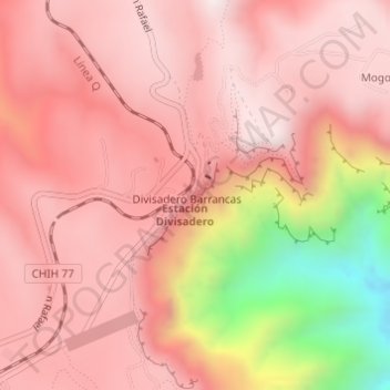 Mapa topográfico Copper Canyon, altitude, relevo