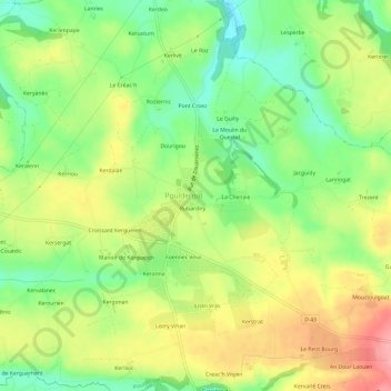 Mapa topográfico Dinaou, altitude, relevo