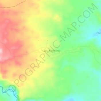 Mapa topográfico Pulau Kemiling, altitude, relevo