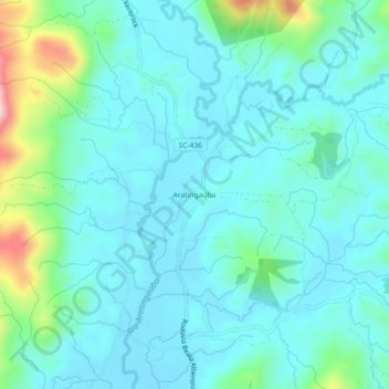 Mapa topográfico Aratingaúba, altitude, relevo