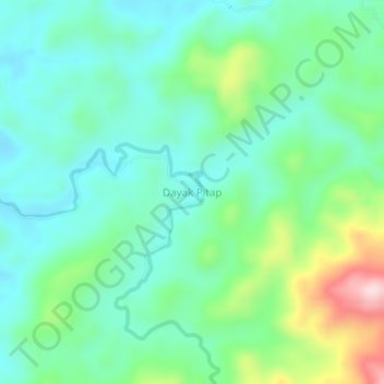 Mapa topográfico Dayak Pitap, altitude, relevo