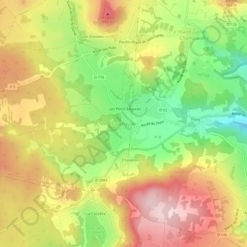 Mapa topográfico Fontfreyde, altitude, relevo