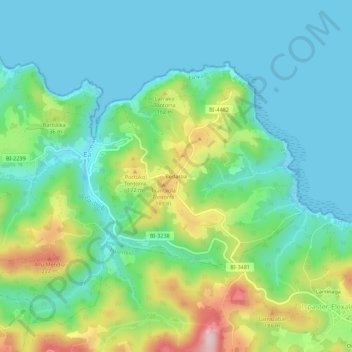 Mapa topográfico Bedaroa, altitude, relevo