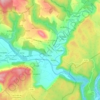Mapa topográfico Les Massots, altitude, relevo