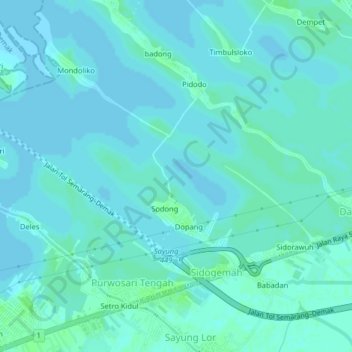 Mapa topográfico Sidogemah, altitude, relevo
