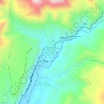 Mapa topográfico Patapampa, altitude, relevo