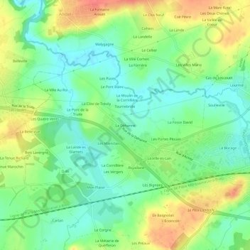 Mapa topográfico La Déhanne, altitude, relevo