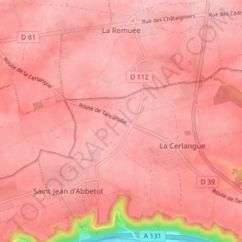 Mapa topográfico La Porte Blanche, altitude, relevo
