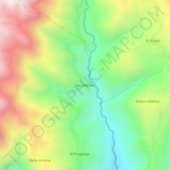 Mapa topográfico Las Delicias, altitude, relevo