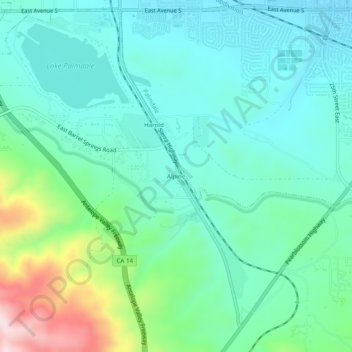 Mapa topográfico Alpine, altitude, relevo