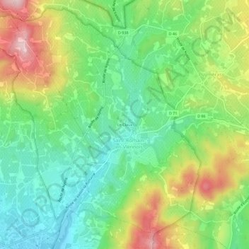 Mapa topográfico Le Claux, altitude, relevo