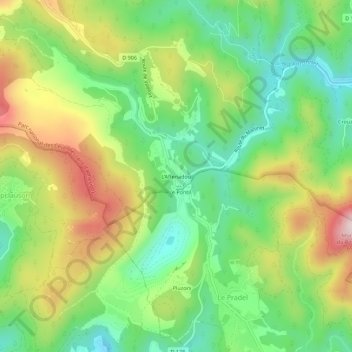 Mapa topográfico L'Affenadou, altitude, relevo