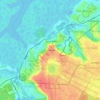 Mapa topográfico Alto Roger, altitude, relevo