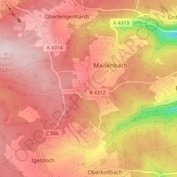 Mapa topográfico Zainen, altitude, relevo