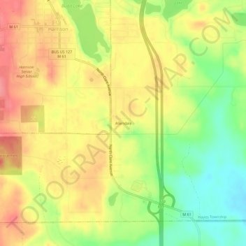 Mapa topográfico Allendale, altitude, relevo
