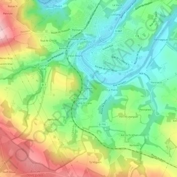 Mapa topográfico Banine, altitude, relevo