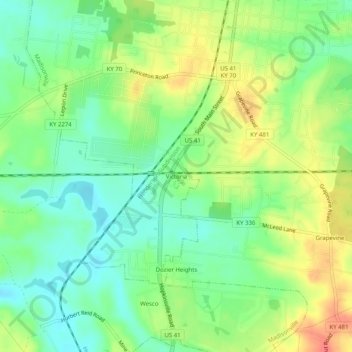 Mapa topográfico Victoria, altitude, relevo