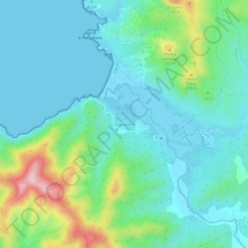 Mapa topográfico Ogliastro, altitude, relevo