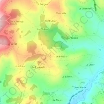 Mapa topográfico Le Bessy, altitude, relevo