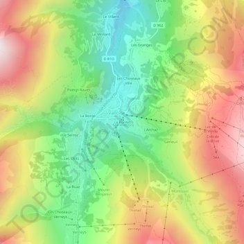 Mapa topográfico Le Pontet, altitude, relevo