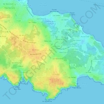Mapa topográfico Versaille, altitude, relevo