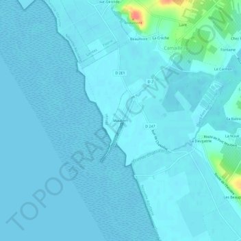 Mapa topográfico Maubert, altitude, relevo