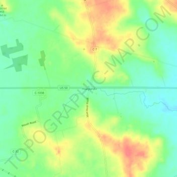 Mapa topográfico Hoagland, altitude, relevo