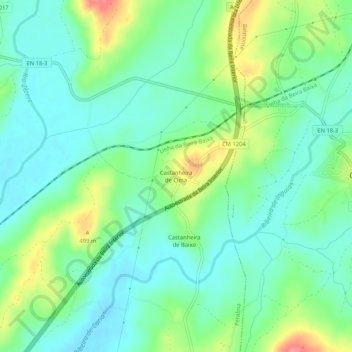Mapa topográfico Castanheira de Cima, altitude, relevo