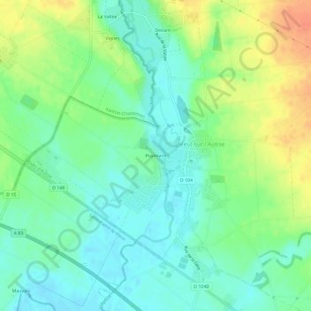 Mapa topográfico Puyletard, altitude, relevo
