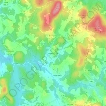 Mapa topográfico Lavaud-Fleuret, altitude, relevo