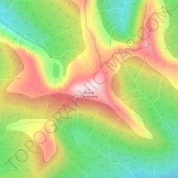 Mapa topográfico Mount Germansen, altitude, relevo