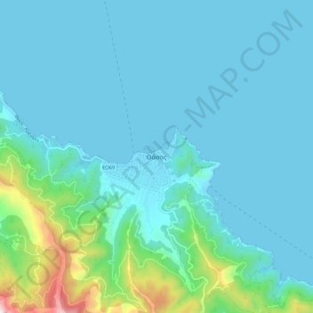 Mapa topográfico Thassos, altitude, relevo