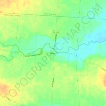 Mapa topográfico Homer, altitude, relevo