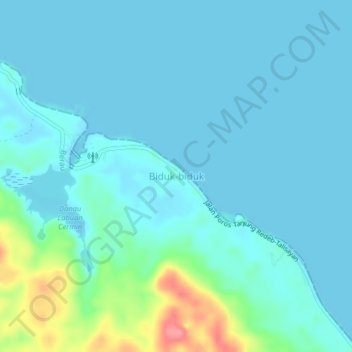 Mapa topográfico Biduk-biduk, altitude, relevo