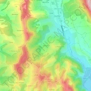 Mapa topográfico Lestrade, altitude, relevo