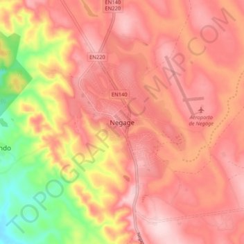 Mapa topográfico Negage, altitude, relevo
