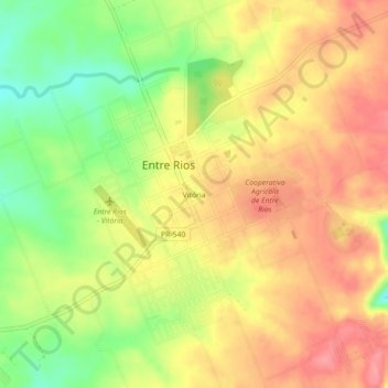 Mapa topográfico Vitória, altitude, relevo