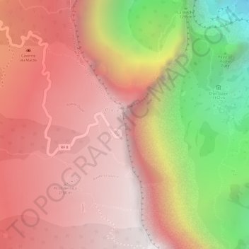 Mapa topográfico Maïdo, altitude, relevo