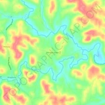 Mapa topográfico Hemlock Grove, altitude, relevo
