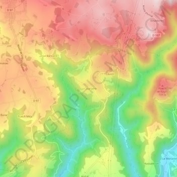 Mapa topográfico La Coursière, altitude, relevo