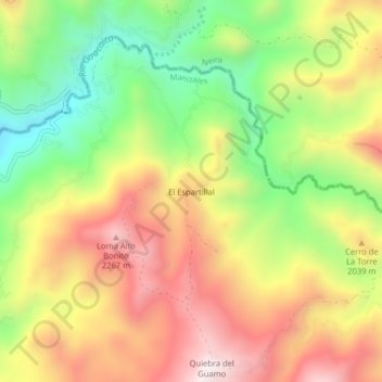 Mapa topográfico El Espartillal, altitude, relevo