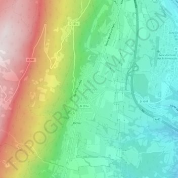 Mapa topográfico Vouvray, altitude, relevo