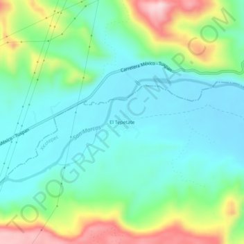 Mapa topográfico El Tepetate, altitude, relevo