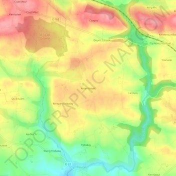 Mapa topográfico Keramboyec, altitude, relevo