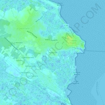 Mapa topográfico Montravail, altitude, relevo