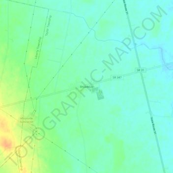 Mapa topográfico Broadway, altitude, relevo