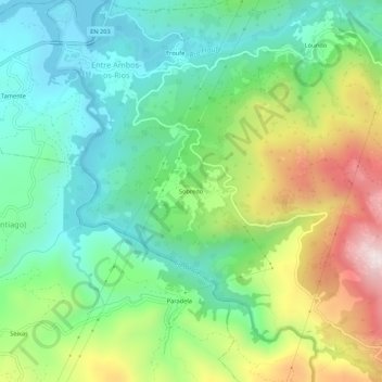 Mapa topográfico Sobredo, altitude, relevo