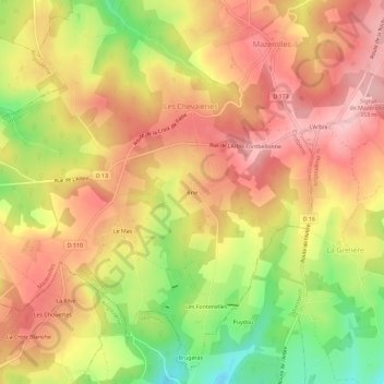 Mapa topográfico Brie, altitude, relevo