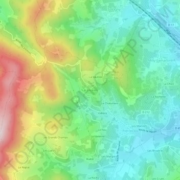 Mapa topográfico Les Enceints, altitude, relevo