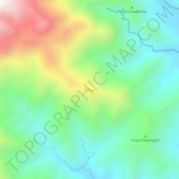 Mapa topográfico Tibu, altitude, relevo